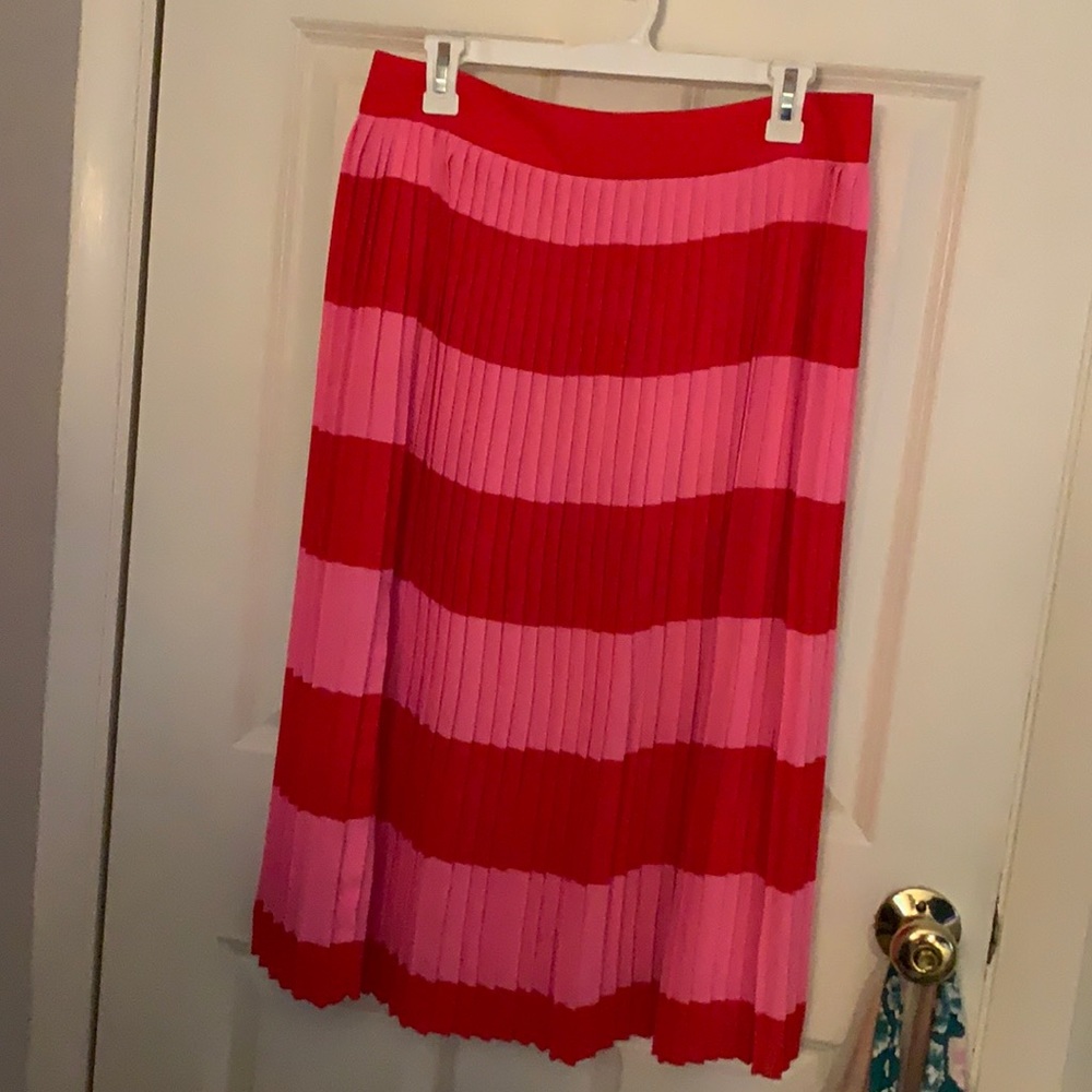 NWT J Crew size 10 red/pink pleated skirt